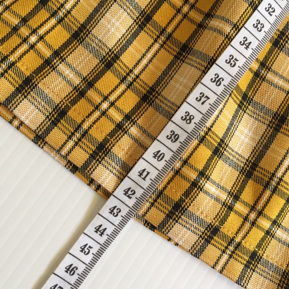 BOOHOO womens 10 checked mustard yellow twee plaid mini pockets retro vibe NEW - Picture 10 of 12
